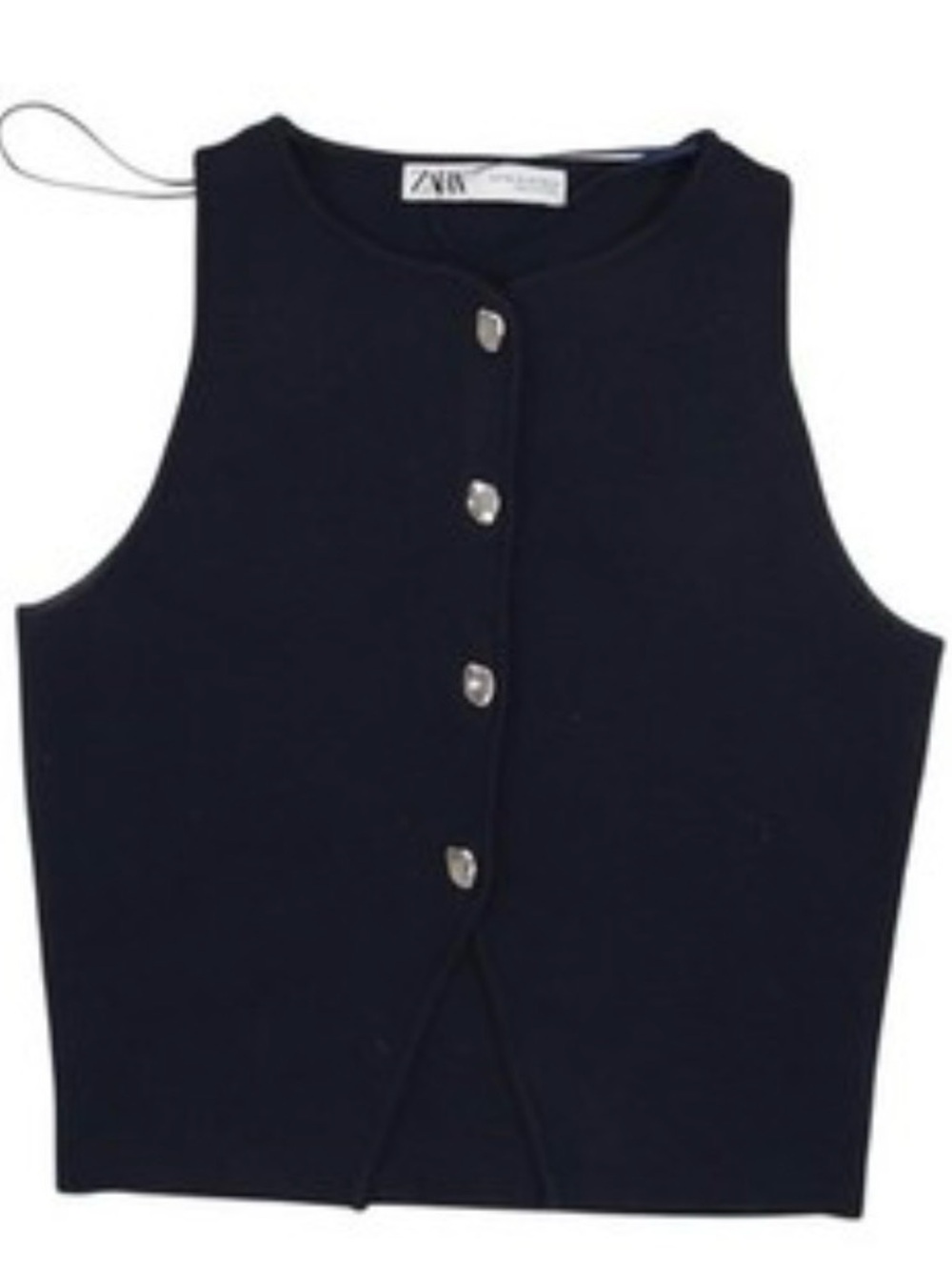 NWT Zara knit button up vest. Black. Large